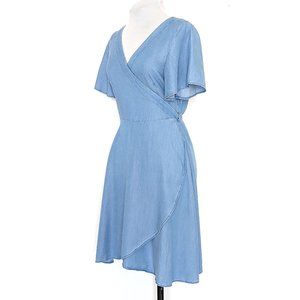 LOFT Light Blue Denim Chambray Short Butterfly Sleeve Mini Dress